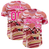 Custom Pink-White Ice Cream Cake Foodie Dessert Authentic Baseball Jersey