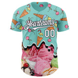 Custom Ice Blue White-Black Ice Cream Foodie Dessert Authentic Baseball Jersey