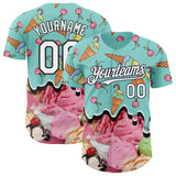 Custom Ice Blue White-Black Ice Cream Foodie Dessert Authentic Baseball Jersey