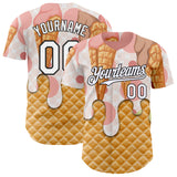 Custom City Cream White-Black Ice Cream Waffle Foodie Dessert Authentic Baseball Jersey