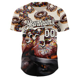 Custom Cream-Black Ice Cream Donut  Foodie Dessert Authentic Baseball Jersey