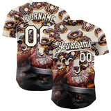 Custom Cream-Black Ice Cream Donut  Foodie Dessert Authentic Baseball Jersey