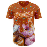 Custom Texas Orange-White Ice Cream Donut  Foodie Dessert Authentic Baseball Jersey