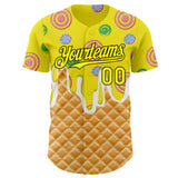 Custom Light Yellow-Black Ice Cream Waffle Donut  Foodie Dessert Authentic Baseball Jersey