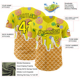 Custom Light Yellow-Black Ice Cream Waffle Donut  Foodie Dessert Authentic Baseball Jersey