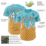Custom Sky Blue White-Black Ice Cream Waffle Foodie Dessert Authentic Baseball Jersey
