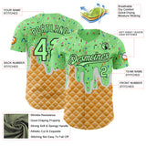 Custom Pea Green-Black Ice Cream Waffle Foodie Dessert Authentic Baseball Jersey
