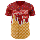 Custom Red-White Ice Cream Waffle Foodie Dessert Authentic Baseball Jersey