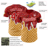 Custom Red-White Ice Cream Waffle Foodie Dessert Authentic Baseball Jersey