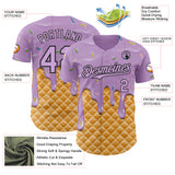 Custom Light Purple-Black Ice Cream Waffle Foodie Dessert Authentic Baseball Jersey