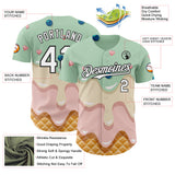 Custom Pea Green White-Black Ice Cream Waffle Foodie Dessert Authentic Baseball Jersey