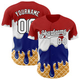 Custom Red White-Black Ice Cream Waffle Foodie Dessert Authentic Baseball Jersey