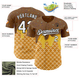 Custom Brown White-Black Ice Cream Waffle Foodie Dessert Authentic Baseball Jersey