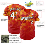Custom Orange White-Black Puzzle 3D Pattern Design Authentic Baseball Jersey