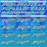 Custom Blue White-Black Puzzle 3D Pattern Design Authentic Baseball Jersey