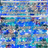 Custom Electric Blue White-Black Puzzle 3D Pattern Design Authentic Baseball Jersey