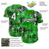 Custom Green White-Black Puzzle 3D Pattern Design Authentic Baseball Jersey