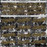 Custom Black-Old Gold Puzzle 3D Pattern Design Authentic Baseball Jersey