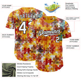 Custom Gold White-Black Puzzle 3D Pattern Design Authentic Baseball Jersey