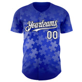 Custom Thunder Blue White-Black Puzzle 3D Pattern Design Authentic Baseball Jersey