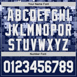 Custom Blue White Navy-Gray Gradient Puzzle 3D Pattern Design Authentic Baseball Jersey