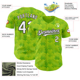 Custom Neon Green White-Black Puzzle 3D Pattern Design Authentic Baseball Jersey