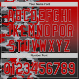 Custom Red Black-Gray Half Camo Ombre Authentic Baseball Jersey