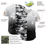 Custom White Black-Gray Half Camo Ombre Authentic Baseball Jersey