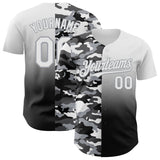 Custom White Black-Gray Half Camo Ombre Authentic Baseball Jersey