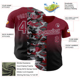 Custom Crimson Black-Gray Half Camo Ombre Authentic Baseball Jersey