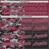 Custom Crimson Black-Gray Half Camo Ombre Authentic Baseball Jersey