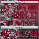 Custom Crimson Black-Gray Half Camo Ombre Authentic Baseball Jersey