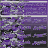 Custom Purple Black-Gray Half Camo Ombre Authentic Baseball Jersey