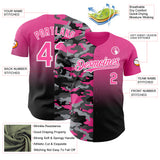 Custom Pink Black-White Half Camo Ombre Authentic Baseball Jersey