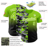 Custom Neon Green Black-White Half Camo Ombre Authentic Baseball Jersey