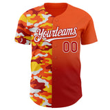Custom Orange Red-White Half Camo Ombre Authentic Baseball Jersey