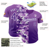 Custom Medium Purple Purple-White Half Camo Ombre Authentic Baseball Jersey
