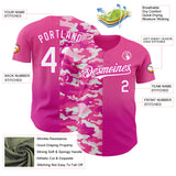 Custom Pink Deep Pink-White Half Camo Ombre Authentic Baseball Jersey