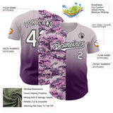 Custom Gray White Purple-Black Half Camo Ombre Authentic Baseball Jersey
