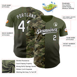 Custom Olive White-Black Half Camo Ombre Authentic Baseball Jersey