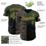 Custom Olive Black-Old Gold Half Camo Ombre Authentic Baseball Jersey