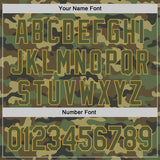 Custom Olive Black-Old Gold Half Camo Ombre Authentic Baseball Jersey