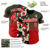 Custom Black Fire Red-Cream Half Camo Ombre Authentic Baseball Jersey