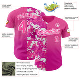Custom Pink Deep Pink-White Half Camo Ombre Authentic Baseball Jersey