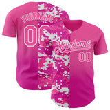 Custom Pink Deep Pink-White Half Camo Ombre Authentic Baseball Jersey