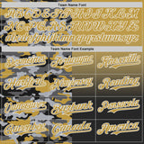 Custom Old Gold White-Black Half Camo Ombre Authentic Baseball Jersey