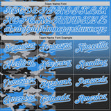 Custom Electric Blue Black-White Half Camo Ombre Authentic Baseball Jersey