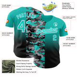 Custom Aqua Black-White Half Camo Ombre Authentic Baseball Jersey