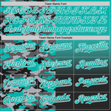 Custom Aqua Black-White Half Camo Ombre Authentic Baseball Jersey