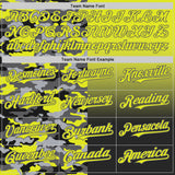Custom Neon Yellow Black-Steel Gray Half Camo Ombre Authentic Baseball Jersey
